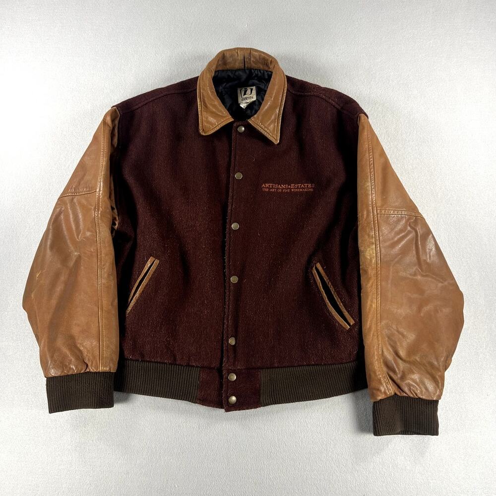 Vintage 90s iDENTITY Letterman Jacket "The Art Of Fine Winemaking" Mens Size L